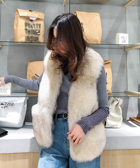 エコファーベスト ファージレ 体型カバー レディース ふわふわ フェイクファーコート ノースリーブ ファージャケット おしゃれ 秋冬アウター 暖かい中綿 裏地付き 83XHYI-001