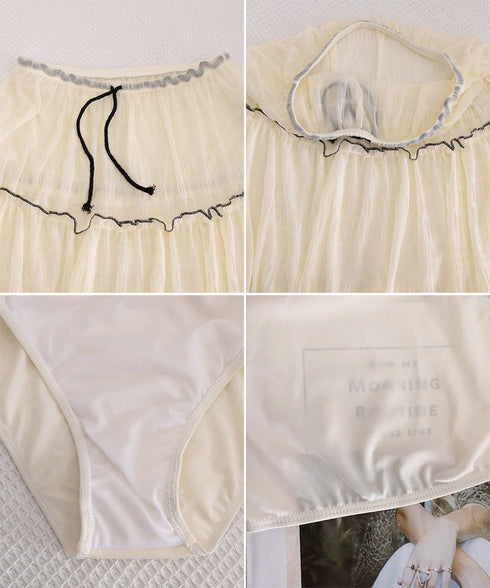 ホルターネックビキニ3点セット大人可愛い ホルタートップスセクシービキニボトム ティアードスカート おしゃれリゾート水着セット ビーチスタイルセパレートフリル水着 83XLUZI-001