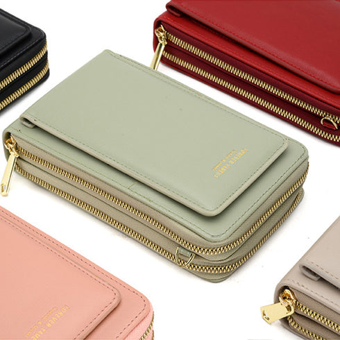 スマホショルダータッチ操作対応レディース スマホポシェット 小さめスマホケース スマホ収納 PUスマホバッグ 斜めがけ 小物入れミニバッグ 肩掛け スマホポーチ黒 83YAMEILI-001