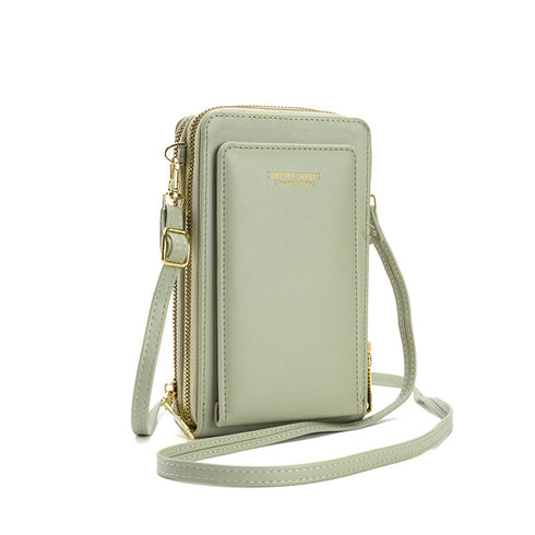 スマホショルダータッチ操作対応レディース スマホポシェット 小さめスマホケース スマホ収納 PUスマホバッグ 斜めがけ 小物入れミニバッグ 肩掛け スマホポーチ黒 83YAMEILI-001