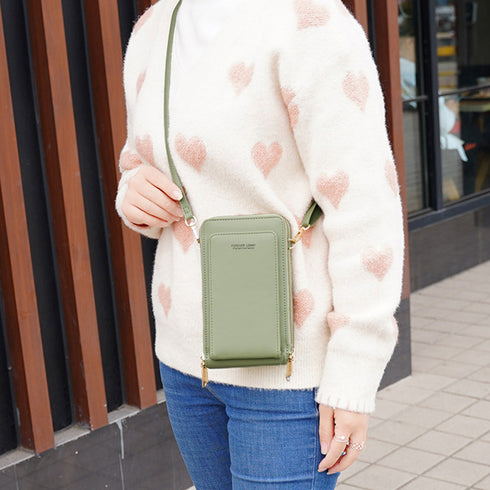 スマホショルダータッチ操作対応レディース スマホポシェット 小さめスマホケース スマホ収納 PUスマホバッグ 斜めがけ 小物入れミニバッグ 肩掛け スマホポーチ黒 83YAMEILI-001