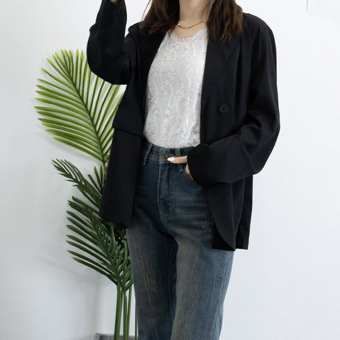 春夏ジャケット レディース 軽アウター黒 薄手テーラードジャケット 夏アウター 涼しい羽織り 日焼け防止 オフィスカジュアルスーツジャケット 通勤 体型カバー長袖 83YATONG-007