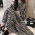 ワンピース ドット柄 ワンピース ドット柄 シフォンワンピース レディース ロングワンピース 長袖 フレアワンピース 通勤 レトロワンピース 83YATONG-020