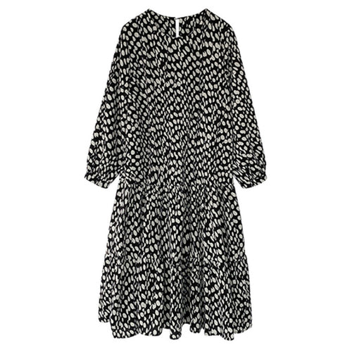 ワンピース ドット柄 ワンピース ドット柄 シフォンワンピース レディース ロングワンピース 長袖 フレアワンピース 通勤 レトロワンピース 83YATONG-020