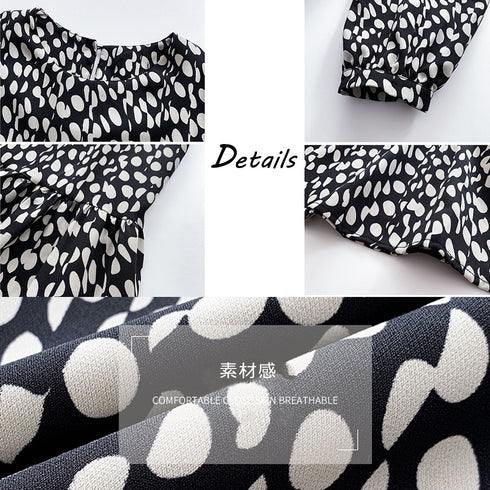 ワンピース ドット柄 ワンピース ドット柄 シフォンワンピース レディース ロングワンピース 長袖 フレアワンピース 通勤 レトロワンピース 83YATONG-020