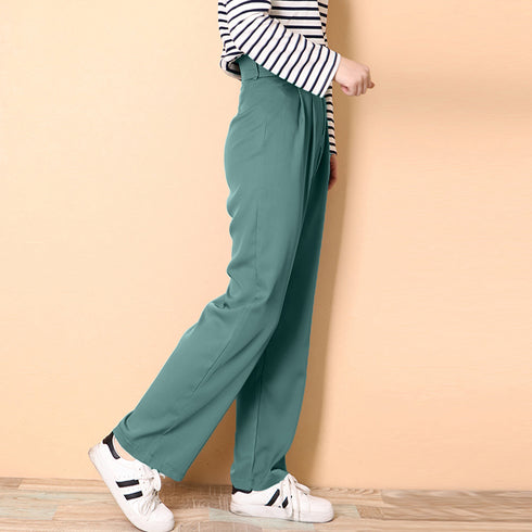セミワイドパンツ レディース スラックス 韓国ハイウエスト ロングパンツ 大人カジュアル ストレートパンツ スーツパンツ 薄手ボトムス ゆるシルエットバギーパンツ 83YATONG-021