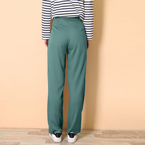 セミワイドパンツ レディース スラックス 韓国ハイウエスト ロングパンツ 大人カジュアル ストレートパンツ スーツパンツ 薄手ボトムス ゆるシルエットバギーパンツ 83YATONG-021