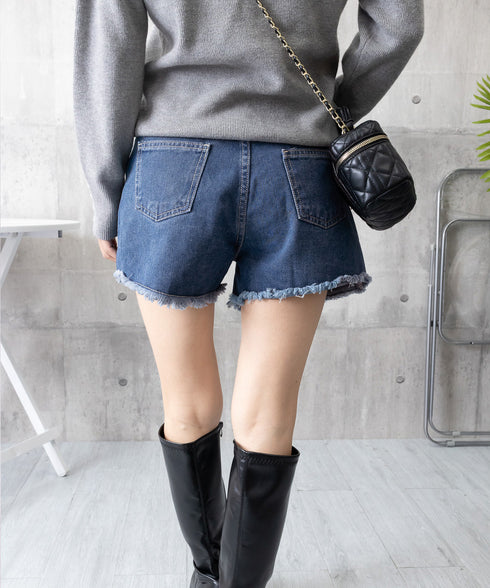 デニムショートパンツ レディース 短パン カットオフ ショーパン ハイウエスト ボトムス カジュアル アメカジ こなれ感 83YATONG-025