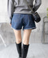 デニムショートパンツ レディース 短パン カットオフ ショーパン ハイウエスト ボトムス カジュアル アメカジ こなれ感 83YATONG-025