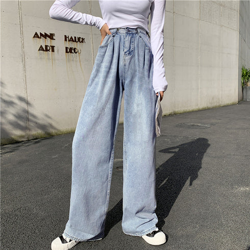 ハイウエスト デニム ワイドパンツ 韓国 レディース ゆったり ストレートパンツ ストリート 着やせ ジーパン10代 20代 30代 美脚 ロングパンツ 春秋夏冬 83YATONG-042