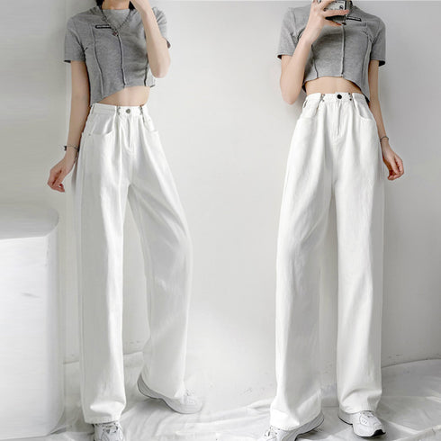 ハイウエスト デニム ワイドパンツ 韓国 レディース ゆったり ストレートパンツ ストリート 着やせ ジーパン10代 20代 30代 美脚 ロングパンツ 春秋夏冬 83YATONG-042