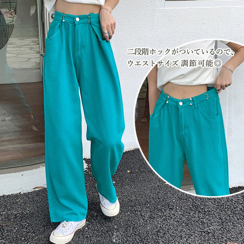 ハイウエスト デニム ワイドパンツ 韓国 レディース ゆったり ストレートパンツ ストリート 着やせ ジーパン10代 20代 30代 美脚 ロングパンツ 春秋夏冬 83YATONG-042