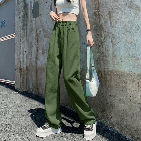 ハイウエスト デニム ワイドパンツ 韓国 レディース ゆったり ストレートパンツ ストリート 着やせ ジーパン10代 20代 30代 美脚 ロングパンツ 春秋夏冬 83YATONG-042