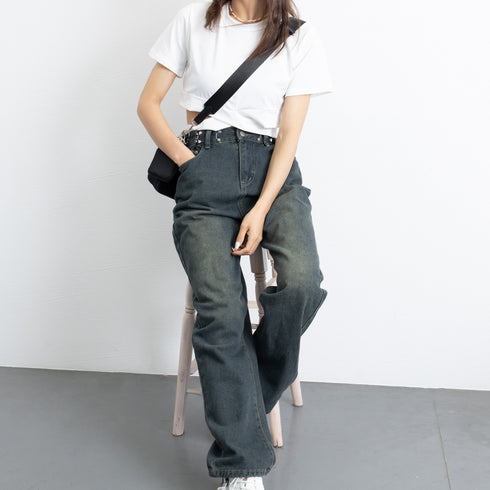 ハイウエスト デニム ワイドパンツ 韓国 レディース ゆったり ストレートパンツ ストリート 着やせ ジーパン10代 20代 30代 美脚 ロングパンツ 春秋夏冬 83YATONG-042