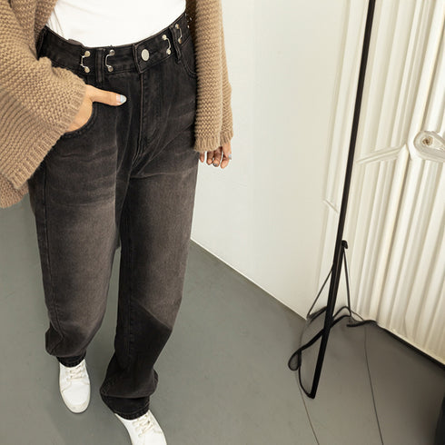 ハイウエスト デニム ワイドパンツ 韓国 レディース ゆったり ストレートパンツ ストリート 着やせ ジーパン10代 20代 30代 美脚 ロングパンツ 春秋夏冬 83YATONG-042