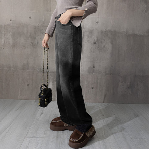 ハイウエスト デニム ワイドパンツ 韓国 レディース ゆったり ストレートパンツ ストリート 着やせ ジーパン10代 20代 30代 美脚 ロングパンツ 春秋夏冬 83YATONG-042