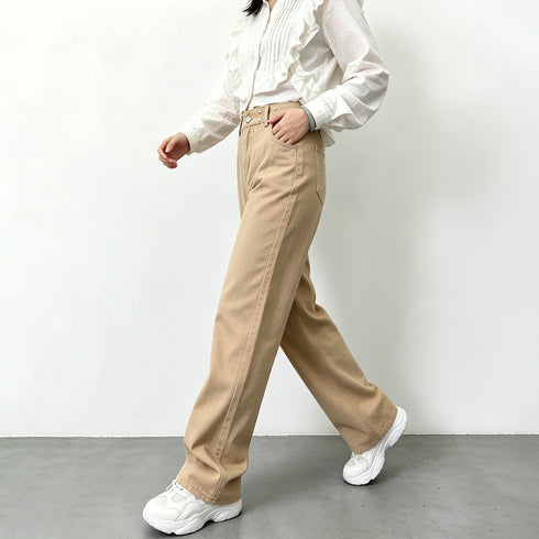 ハイウエスト デニム ワイドパンツ 韓国 レディース ゆったり ストレートパンツ ストリート 着やせ ジーパン10代 20代 30代 美脚 ロングパンツ 春秋夏冬 83YATONG-042