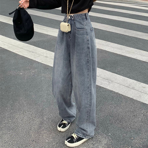ハイウエスト デニム ワイドパンツ 韓国 レディース ゆったり ストレートパンツ ストリート 着やせ ジーパン10代 20代 30代 美脚 ロングパンツ 春秋夏冬 83YATONG-042