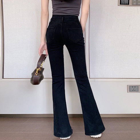 ハイウエスト デニムパンツ スリット韓国 レディース デニム フレアパンツ 脚長 美脚 ジーンズ ジーパン 美尻 タイト スキニーパンツ スリム ロングパンツ 83YATONG-058
