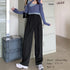 セミワイドパンツ レディース オフィス ロングパンツ ハイウエスト ストレートスーツパンツ ポケット付き タック入り ワイドスラックス 通勤 お洒落 韓国 83YATONG-070