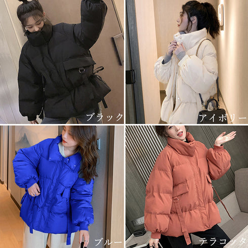 ジャケット フェイクダウン レディース おしゃれ 中綿コート スタントカラー ショートコート 防寒防風 ジャンパー あたたか 冬アウター 韓国 大人カジュアル 83YATONG-073