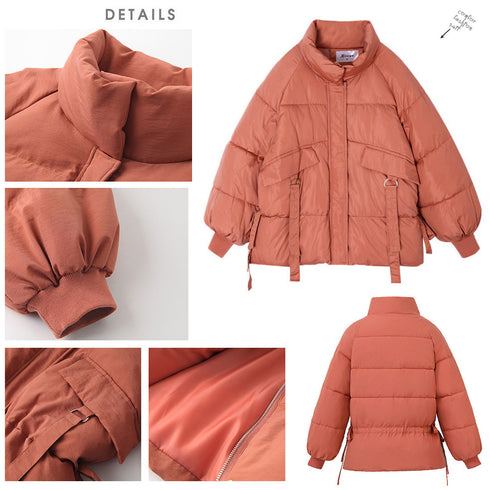 ジャケット フェイクダウン レディース おしゃれ 中綿コート スタントカラー ショートコート 防寒防風 ジャンパー あたたか 冬アウター 韓国 大人カジュアル 83YATONG-073