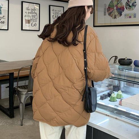 中綿 キルティングジャケット レディース ノーカラーコート キルティングコート 韓国 ファッション ダウンコート ショート丈 秋冬 新作 アウター あったか 羽織 83YATONG-077
