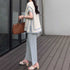 ニットセットアップ 冷感タッチレディース サマーニット スリットトップス ワイドパンツ 2点セット ゆったり オフィスカジュアル フレンチ袖ニット きれいめ 薄手 83YATONG-079