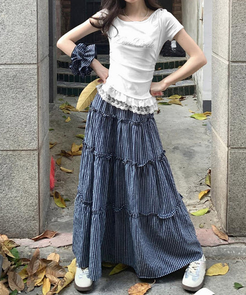 オフショルTロゴtシャツ肩リボントップス ワンショルダーカットソー ラインストーンロゴ 半袖カットソー 韓国風Tシャツ バレエコアY2Kトップス レースフリル夏服 83YICHANG-001