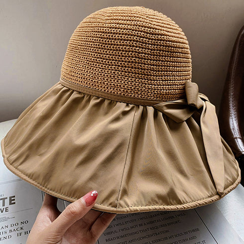 サンバイザー バケットハットバックリボン レディース 日除け帽子 切り替え UV対策 折り畳み ツバ広 小顔 アウトドア 大人 可愛い 日焼け防止 帽子 春秋夏 83YIFA-001
