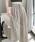 水墨風ワイドパンツ 薄手ドレープパンツ夏 レディース ハイウエスト ストレートパンツ ゆったりロングパンツ 涼しいサマーパンツ ウエストゴム 楽ちんイージーパンツ 83YIKELI-002