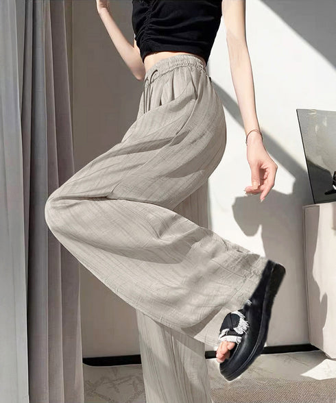 水墨風ワイドパンツ 薄手ドレープパンツ夏 レディース ハイウエスト ストレートパンツ ゆったりロングパンツ 涼しいサマーパンツ ウエストゴム 楽ちんイージーパンツ 83YIKELI-002