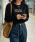 ロゴプリント長袖TシャツレディースロンT シンプル 英字ロゴ オーバーサイズtシャツ ゆったり体型カバーロンT 韓国風 大人カジュアルトップス 着回しベーシックt 83YIKELI-005