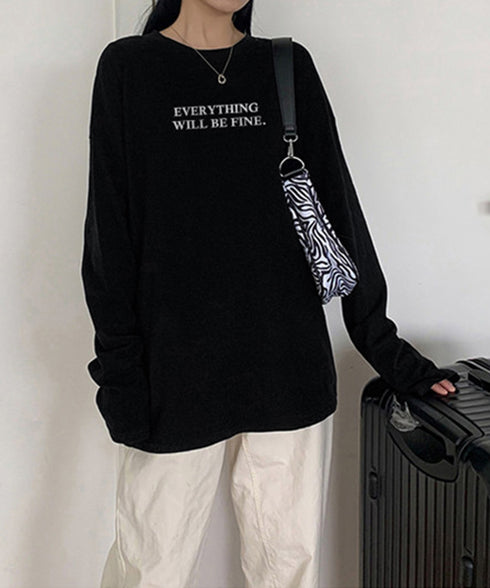 ロゴプリント長袖TシャツレディースロンT シンプル 英字ロゴ オーバーサイズtシャツ ゆったり体型カバーロンT 韓国風 大人カジュアルトップス 着回しベーシックt 83YIKELI-005
