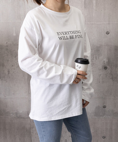 ロゴプリント長袖TシャツレディースロンT シンプル 英字ロゴ オーバーサイズtシャツ ゆったり体型カバーロンT 韓国風 大人カジュアルトップス 着回しベーシックt 83YIKELI-005