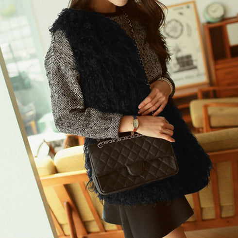 エコファーベスト レディース韓国風ベスト ボリューム シープファー風ベスト 体型カバー 重ね着ファージレフェミニンファージャケットゆったり ミドル丈ふんわり着やせ 83YMHT-001