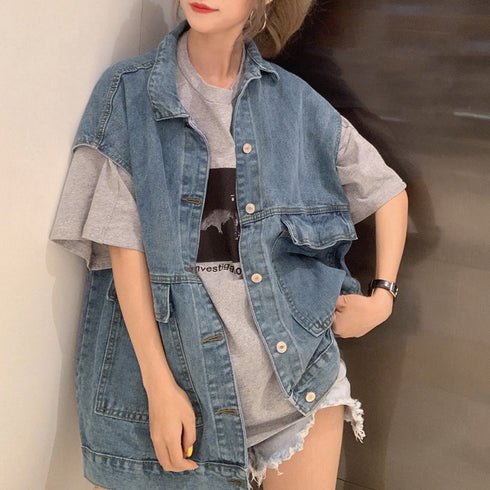 ベスト レディースデニムベスト 韓国ジレ デニムジャケット ノースリーブ チョッキベスト デニムジレ おしゃれ 春夏秋冬ジージャン袖なし 着やせ重ね着 レイヤード 83YWAN-001