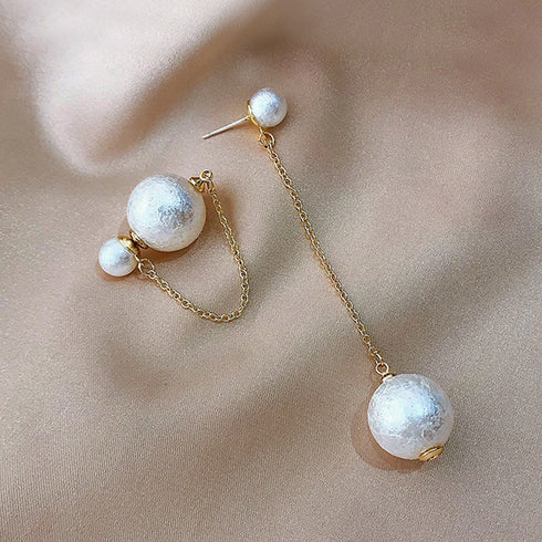 チェーンピアス2wayレディース チェーンピアス2wayレディース フェイクパール ロングピアス 揺れる 韓国 ファッション ホワイト レトロ 83ZHM-001