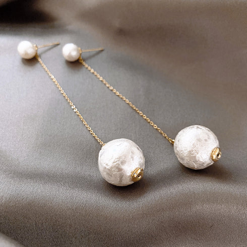 チェーンピアス2wayレディース チェーンピアス2wayレディース フェイクパール ロングピアス 揺れる 韓国 ファッション ホワイト レトロ 83ZHM-001