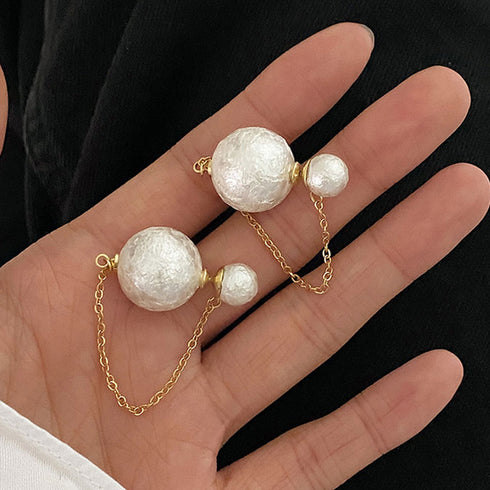 チェーンピアス2wayレディース チェーンピアス2wayレディース フェイクパール ロングピアス 揺れる 韓国 ファッション ホワイト レトロ 83ZHM-001