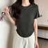 無地 Tシャツ クルーネック レディース 大人カジュアル 半袖カットソー ラウンドネック 夏トップス シンプル 夏服 オシャレ着やせ スリムフィットtシャツ 韓国 84CPMY-001