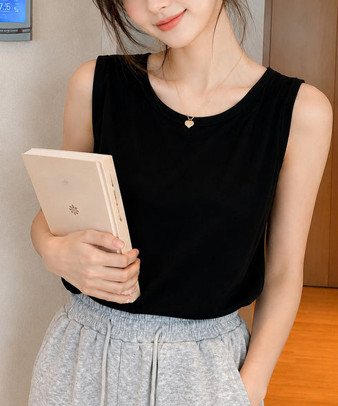 ニットタンクトップ サイドスリット韓国風 サマーニット レディース 着心地抜群 ノースリーブニットトップス 春夏秋 袖なしニットカットソー シンプルインナー無地 84DLV-013