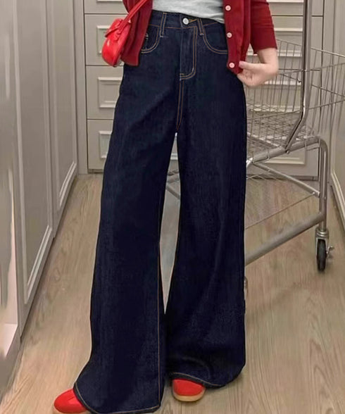 ワイドデニムパンツ 裏起毛 レディース冬 レトロ風カジュアル ストレートデニム 暖かいパンツ 体型カバー着やせ ロングパンツ 防寒ジーパン ハイウエスト ゆったり 84GAY-006