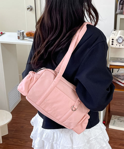 ナイロントートバッグ ミニボストンバッグ 小さめショルダー鞄 レディース 軽量スクエアバッグ マルチポケット大人可愛い肩掛けバッグ きれいめコンパクトバッグ大容量 84HBJP-012