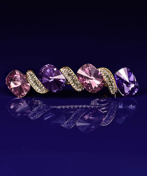 ラインストーンバレッタ 上品ヘアクリップ キラキラバレッタ ガーリー髪留めヘアアクセサリー 華やか髪飾り エレガントまとめ髪大人可愛いジュエリー 韓国ファッション 84HG-001