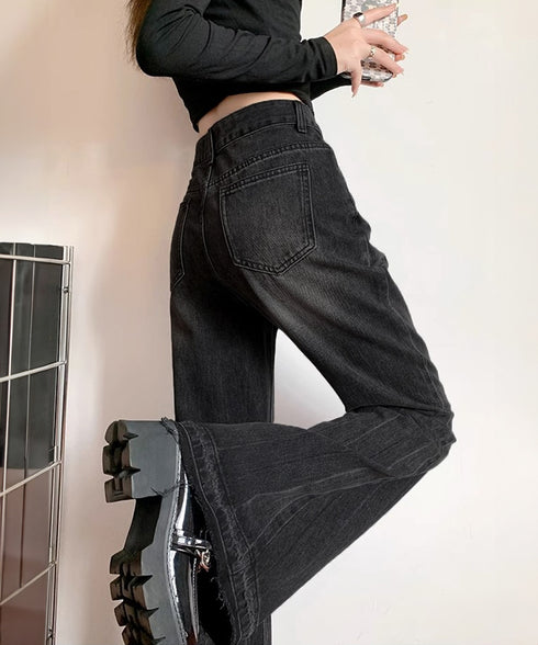 レトロ フレアデニムパンツ ローエッジ ジーパン レディース ハイウエスト ヴィンテージ 美脚脚長 ボトムス カジュアル ブーツカットデニム 着やせロングパンツ 84JIAYE-001