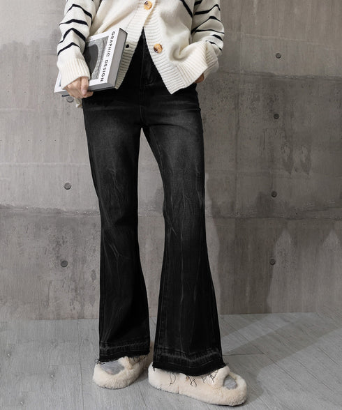 レトロ フレアデニムパンツ ローエッジ ジーパン レディース ハイウエスト ヴィンテージ 美脚脚長 ボトムス カジュアル ブーツカットデニム 着やせロングパンツ 84JIAYE-001