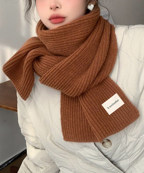暖かいリブニットマフラー カシミアタッチ 韓国風マフラーレディース チクチクしないニットストール 無地厚手 シンプルネックウォーマー おしゃれ 防風防寒首巻き保温 84JINDI-001