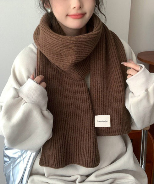 暖かいリブニットマフラー カシミアタッチ 韓国風マフラーレディース チクチクしないニットストール 無地厚手 シンプルネックウォーマー おしゃれ 防風防寒首巻き保温 84JINDI-001
