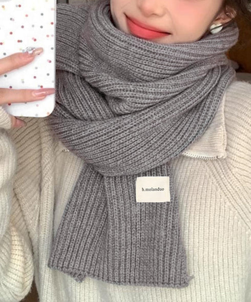 暖かいリブニットマフラー カシミアタッチ 韓国風マフラーレディース チクチクしないニットストール 無地厚手 シンプルネックウォーマー おしゃれ 防風防寒首巻き保温 84JINDI-001